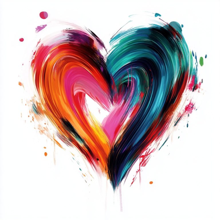 Raw Abstract Heart Colors