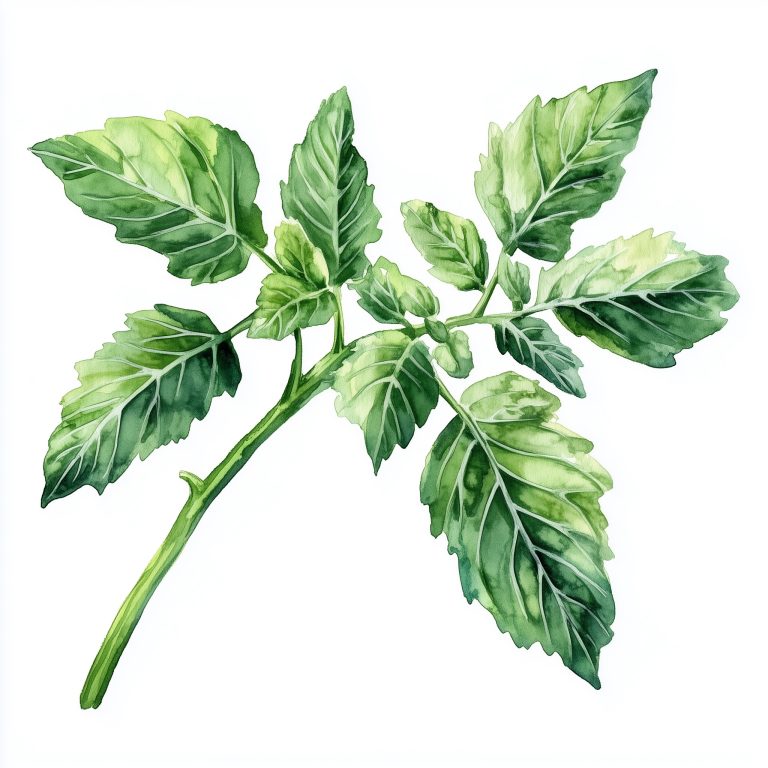 Raw Watercolor Tomato Leaf