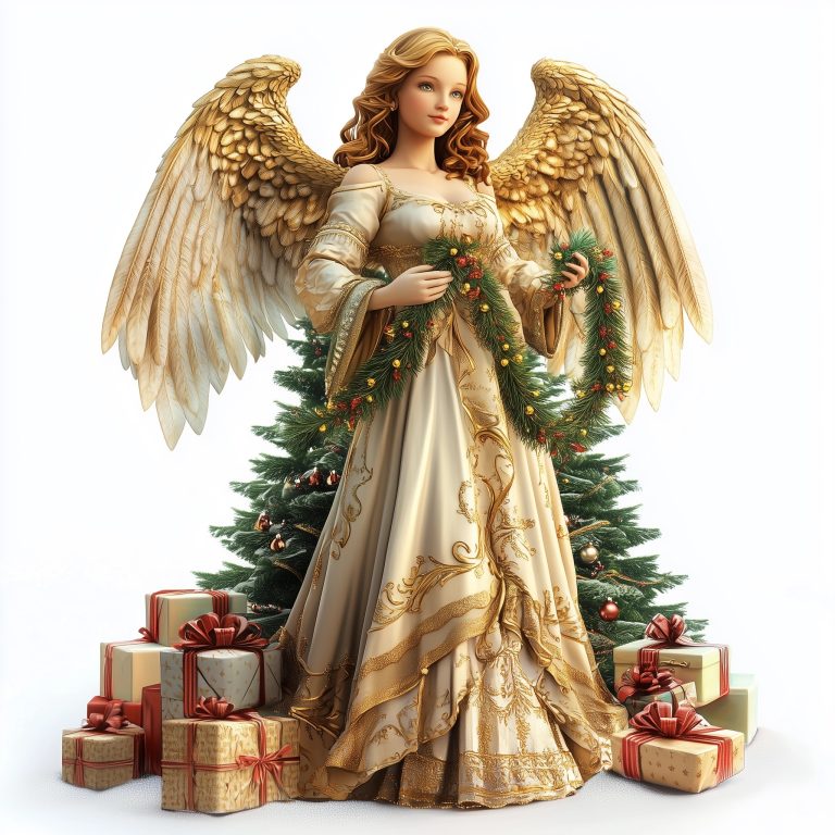 Realistic Angel by Christmas Tree