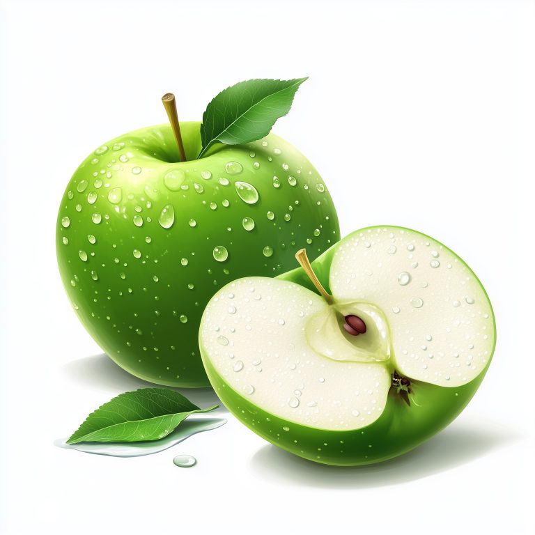 Realistic Apple with Water Droplets