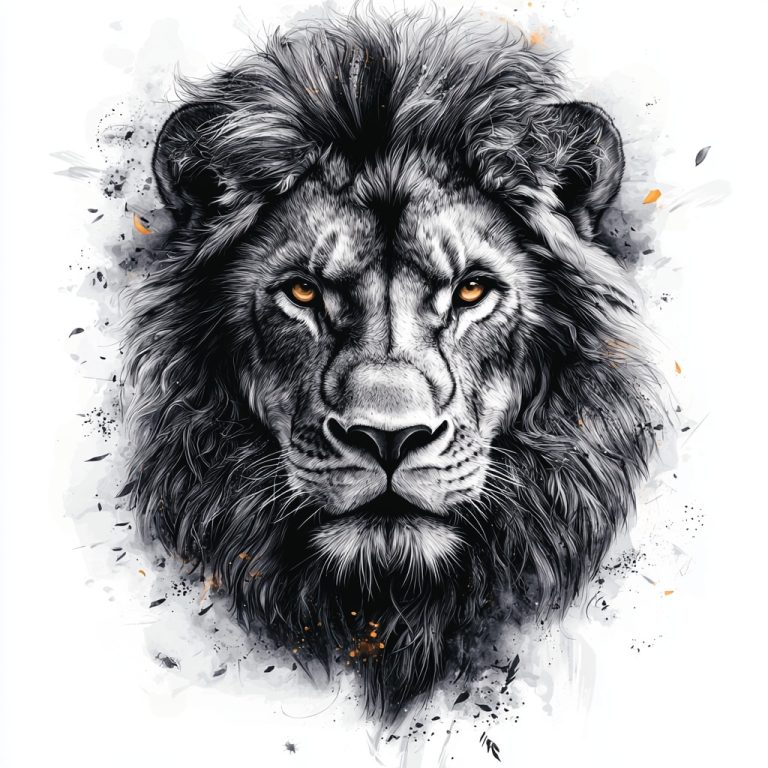 Realistic Black Grey Lion Sticker