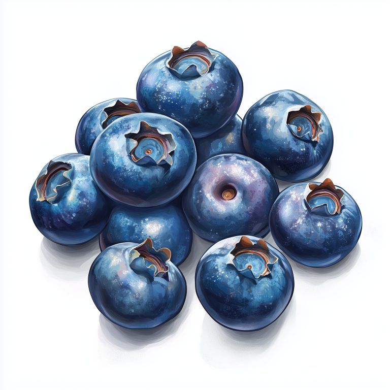 Realistic Blueberries on White