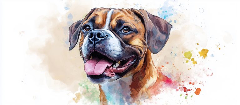 Realistic Boxer Watercolor Portrait scaled