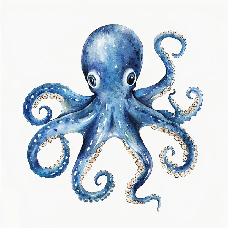 Realistic Boyish Octopus Watercolor