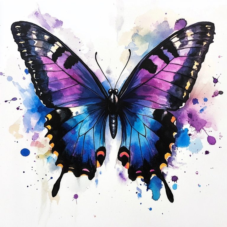 Realistic Butterfly Watercolor Splash