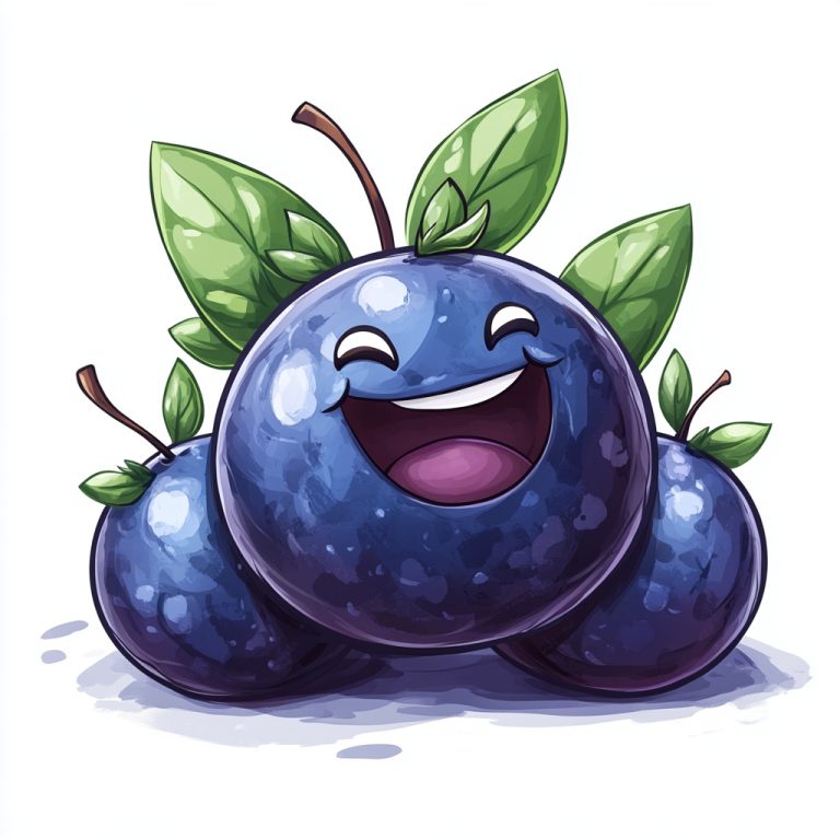 Realistic Cartoon Blueberry Cluster