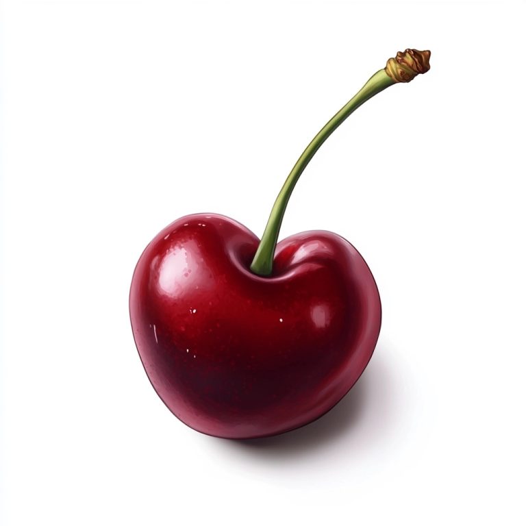 Realistic Cherry on White