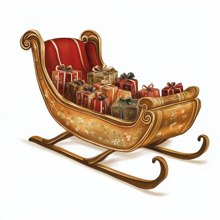 Realistic Christmas Sleigh Clip Art