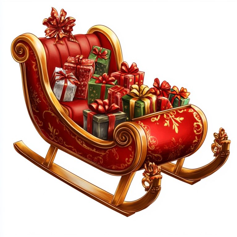 Realistic Christmas Sleigh Clipart