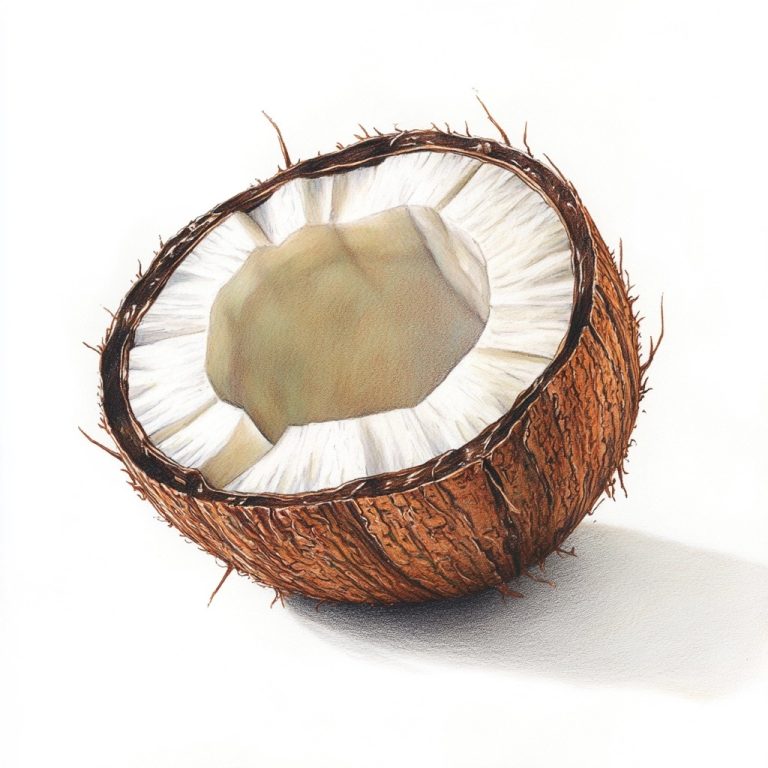 Realistic Hand Drawn Coconut