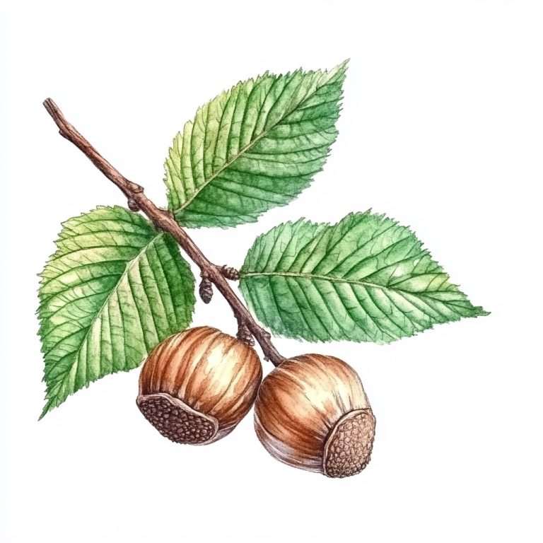 Realistic Hazelnut Branch Watercolor