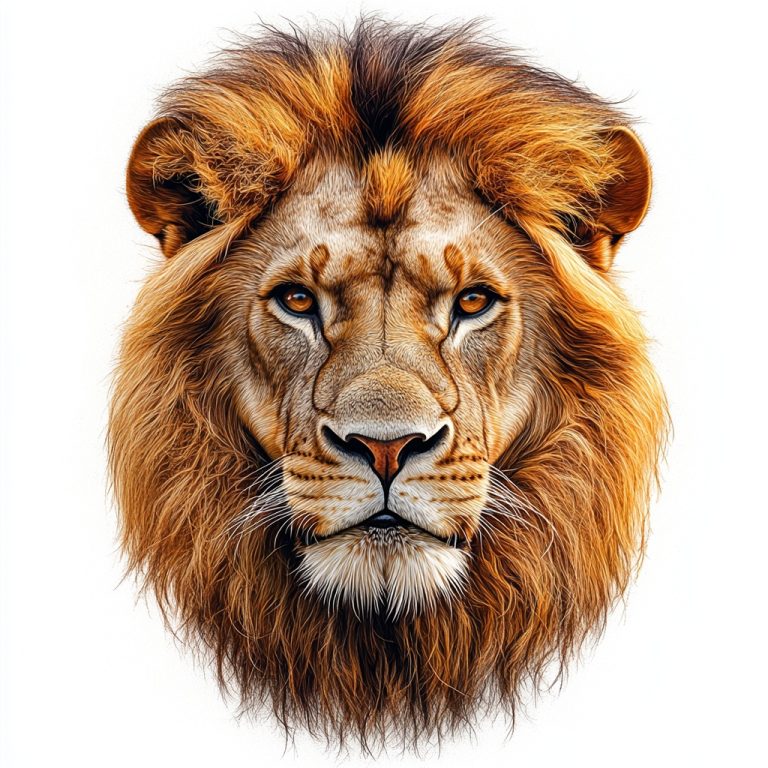 Realistic Lion Portrait White Background