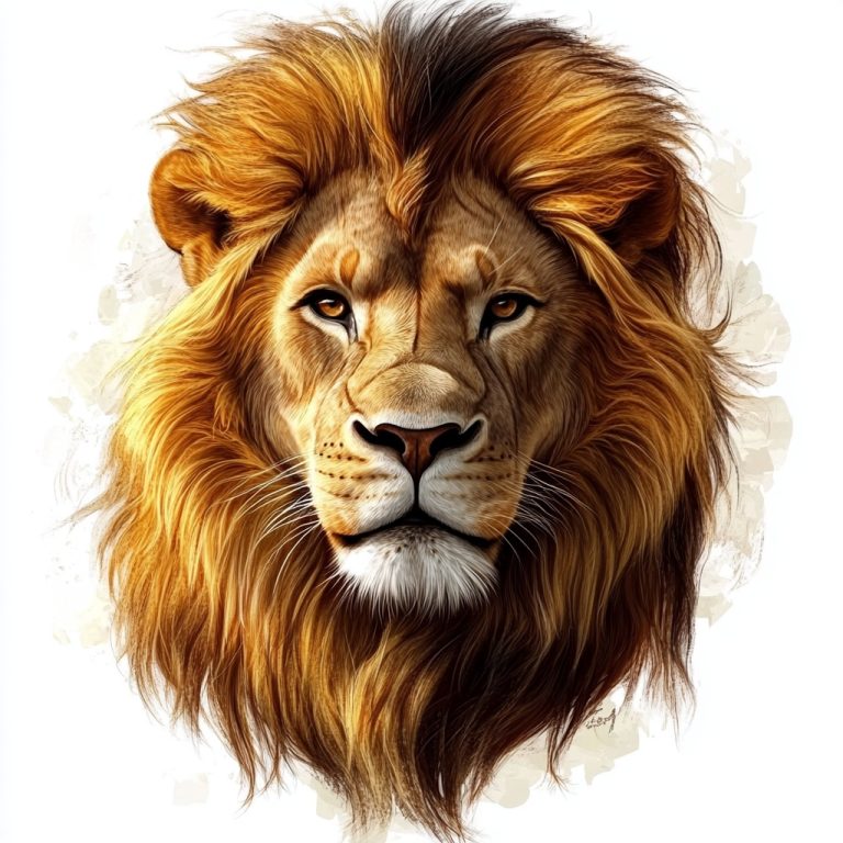 Realistic Lions Head Illustration