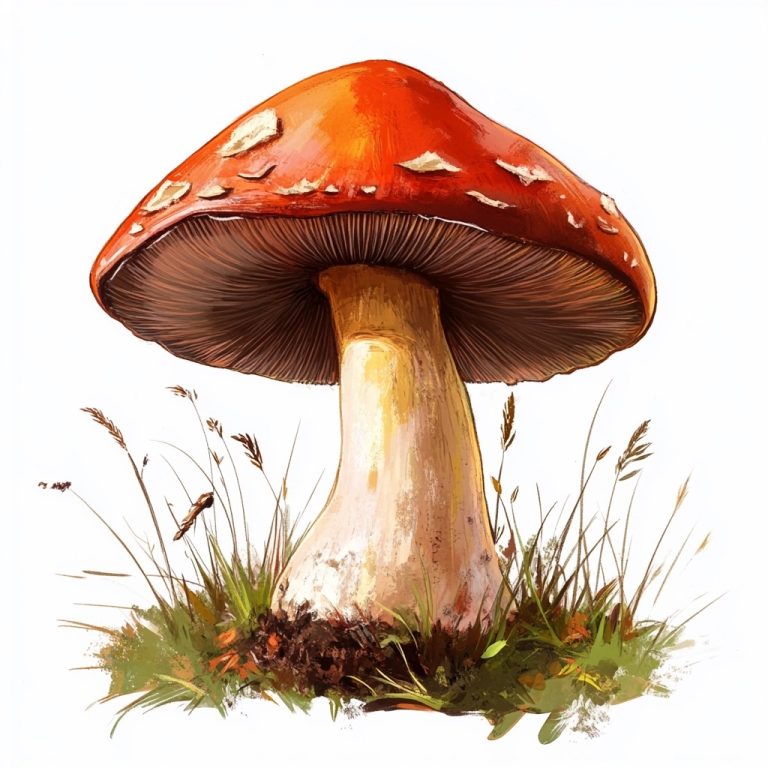 Realistic Mushroom on White