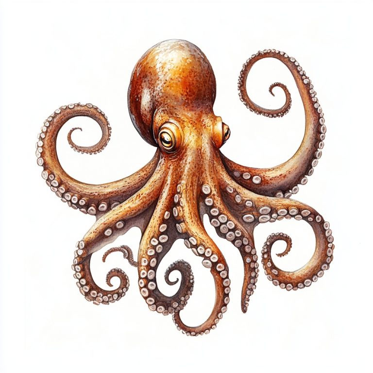 Realistic Octopus on White