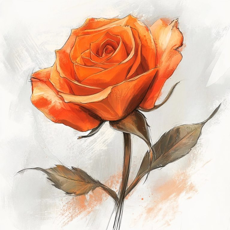 Realistic Orange Rose Illustration