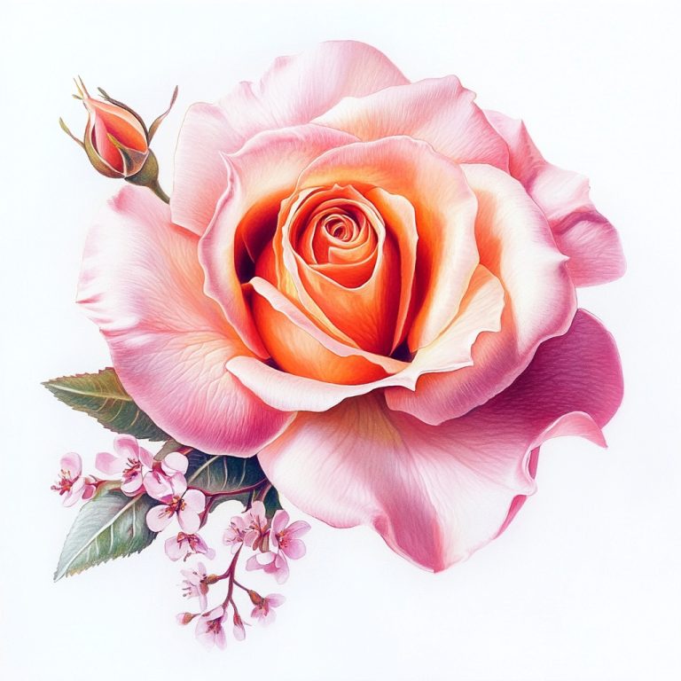 Realistic Pink Rose Blossom