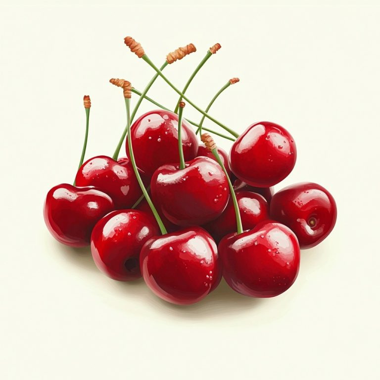 Realistic Red Cherries Display