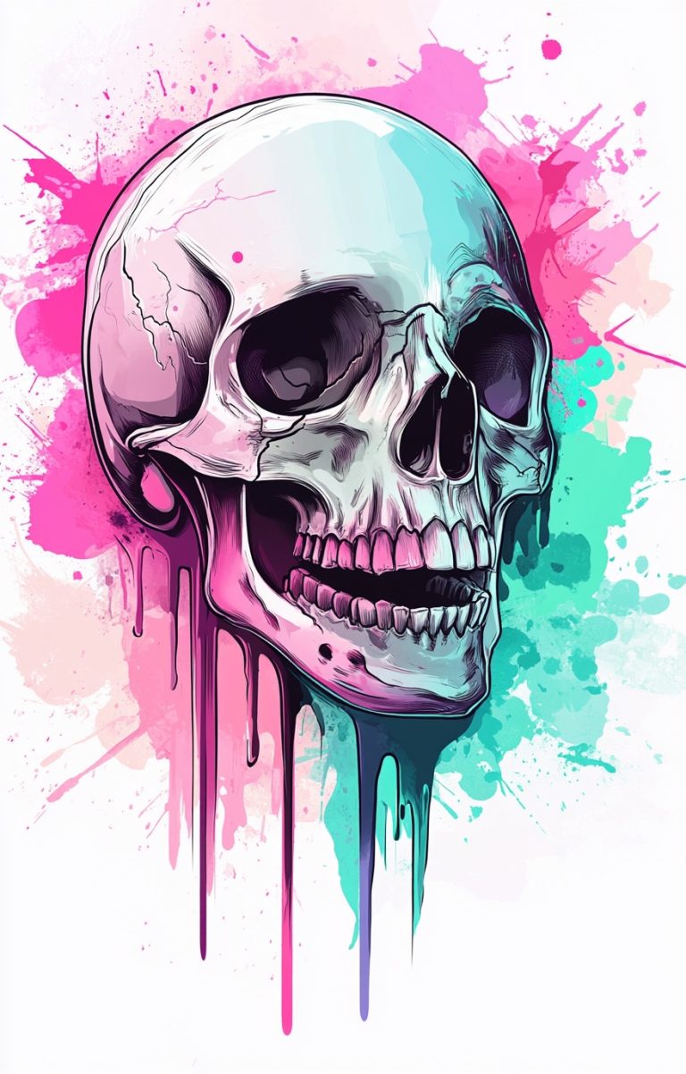 Realistic Skull Graffiti Design