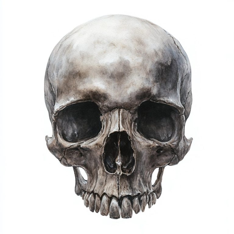 Realistic Skull Watercolor Painting