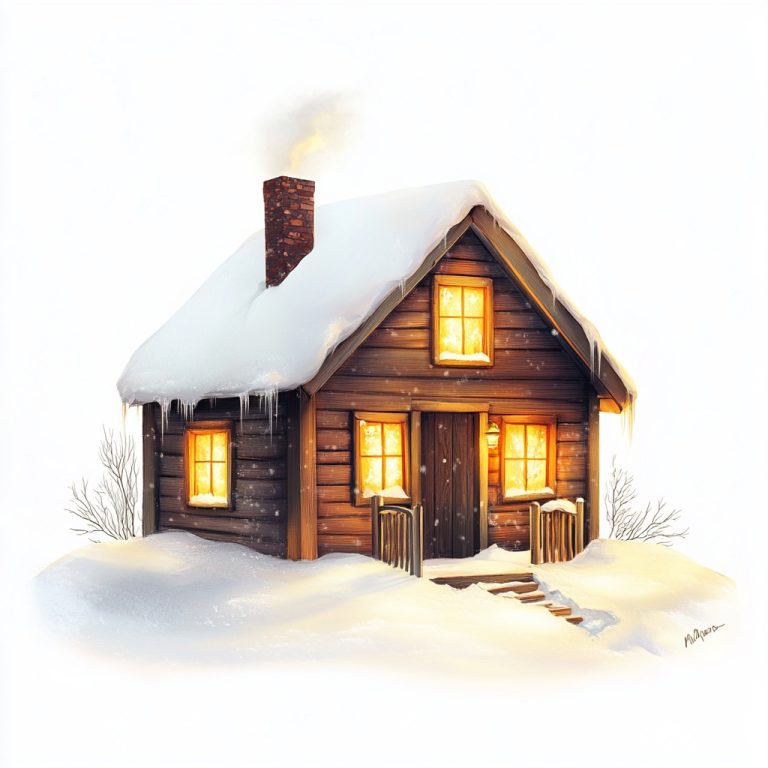 Realistic Snowy House Illumination