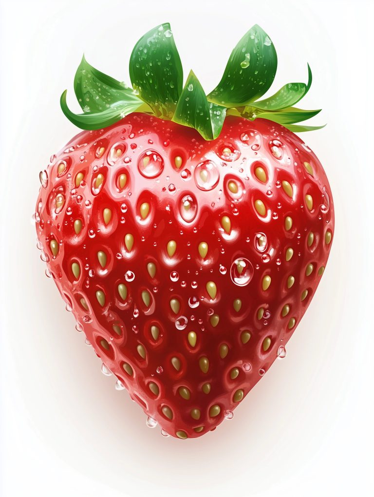 Realistic Strawberry with Waterdrops