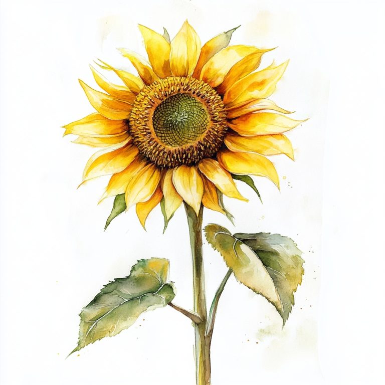 Realistic Sunflower Watercolor