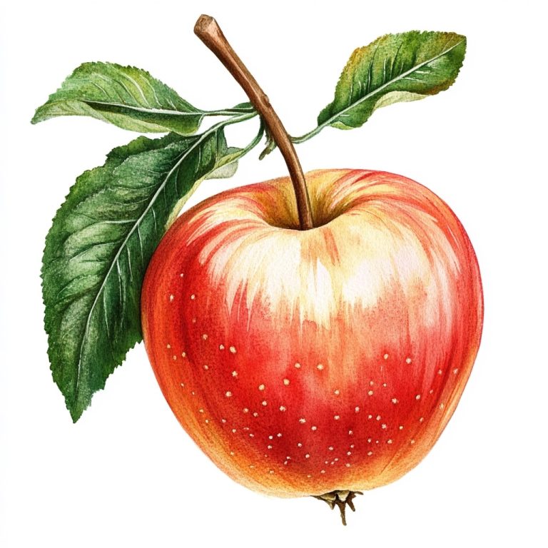 Realistic Watercolor Apple Illustration