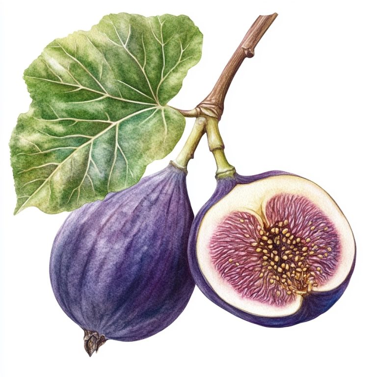 Realistic Watercolor Fig Illustration