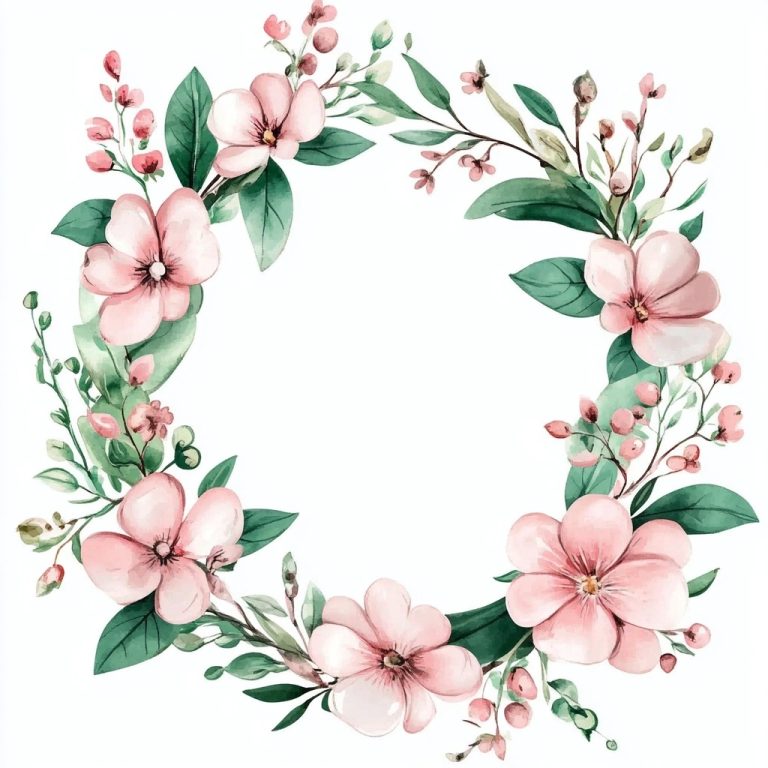 Realistic Watercolor Flower Wreath