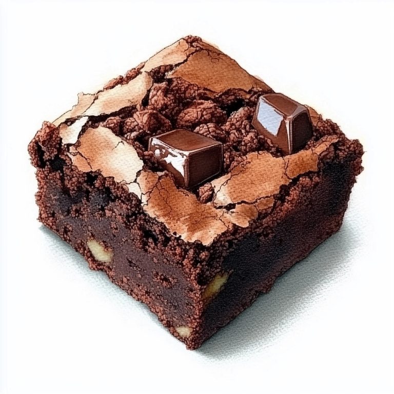 Realistic Watercolor Fudge Brownie