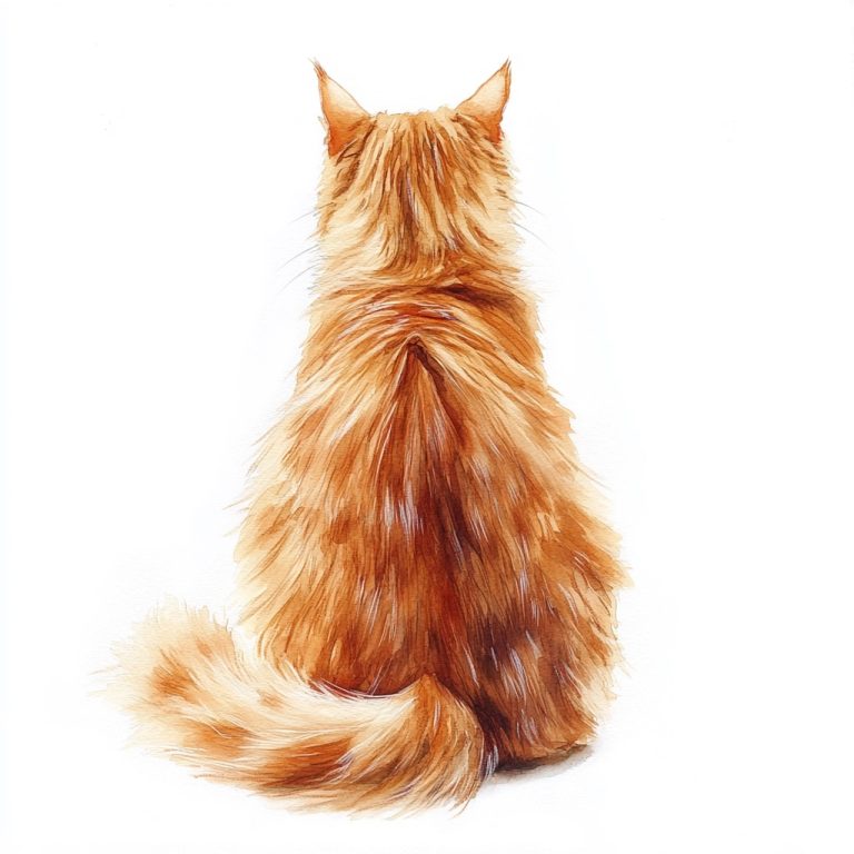 Realistic Watercolor Ginger Tabby