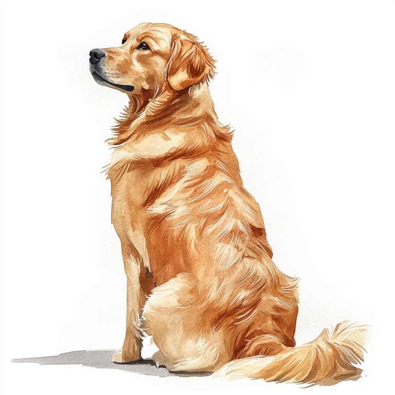 Realistic Watercolor Golden Retriever