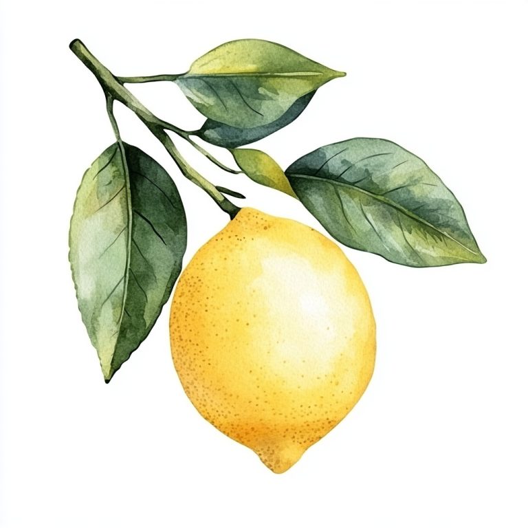 Realistic Watercolor Lemon Leaves