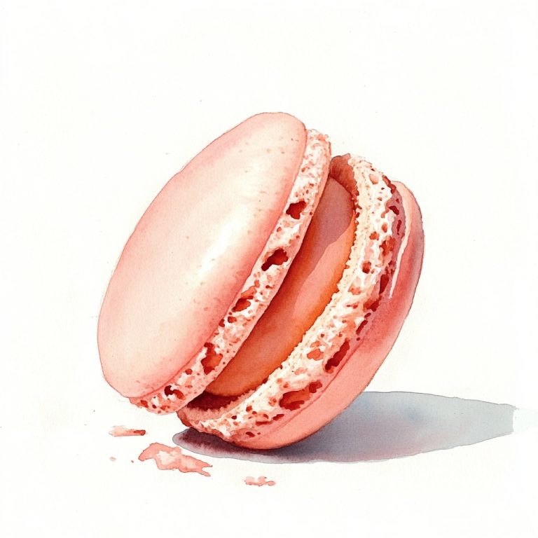 Realistic Watercolor Macaron Bite