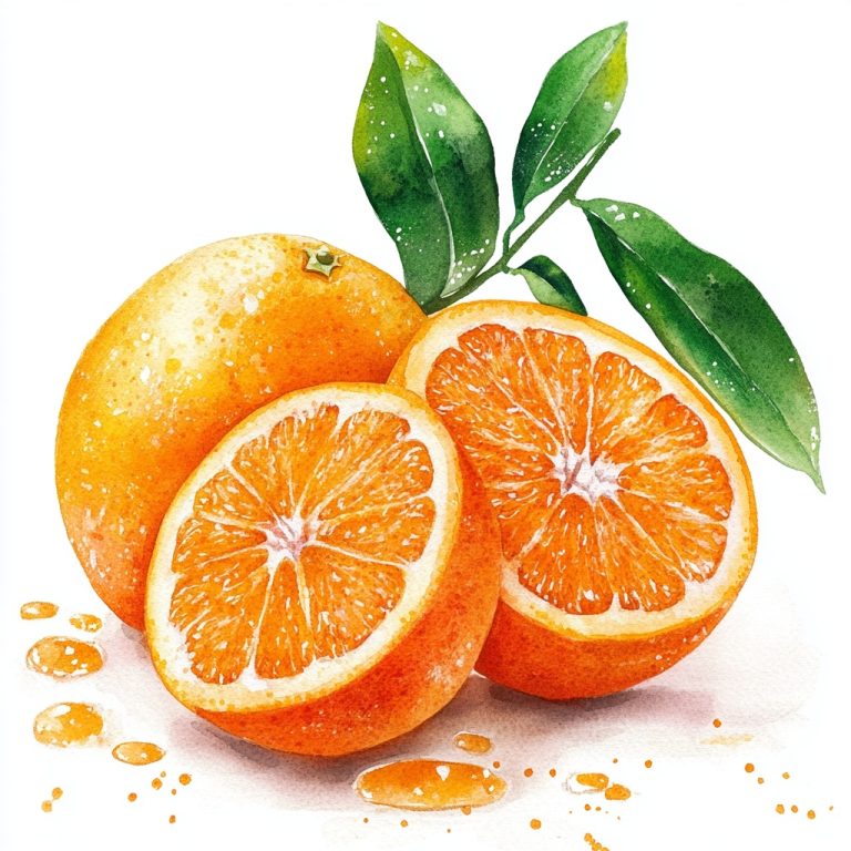 Realistic Watercolor Oranges