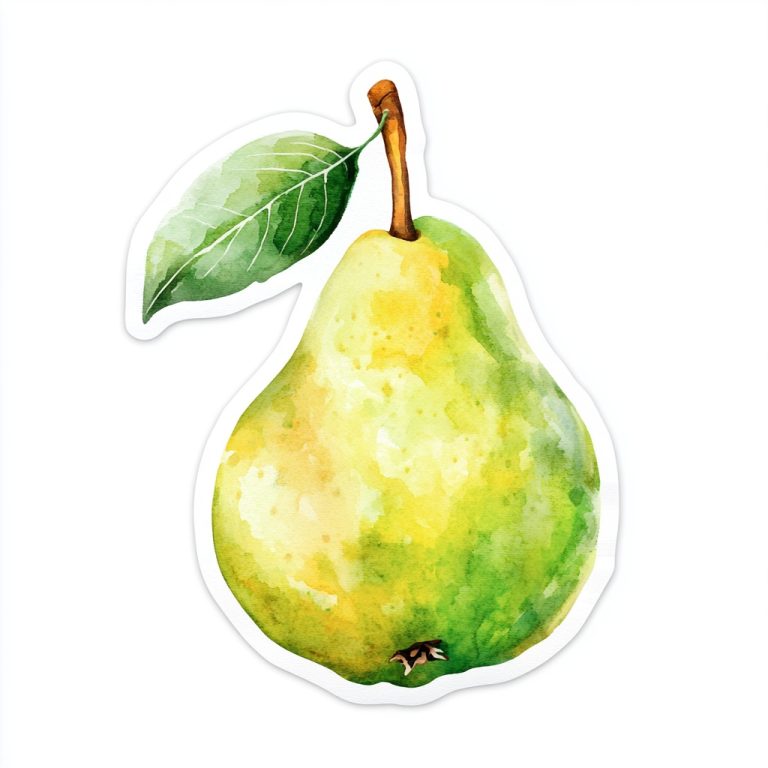 Realistic Watercolor Pear Sticker