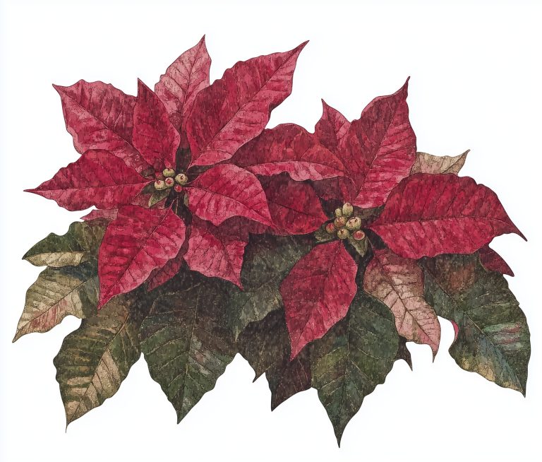 Realistic Watercolor Poinsettias