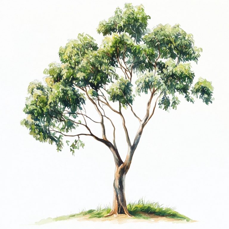 Realistic Watercolor Quillaja Tree