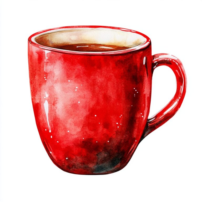 Realistic Watercolor Red Mug