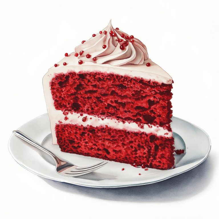 Realistic Watercolor Red Velvet Cake