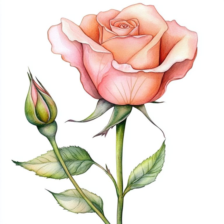 Realistic Watercolor Rose