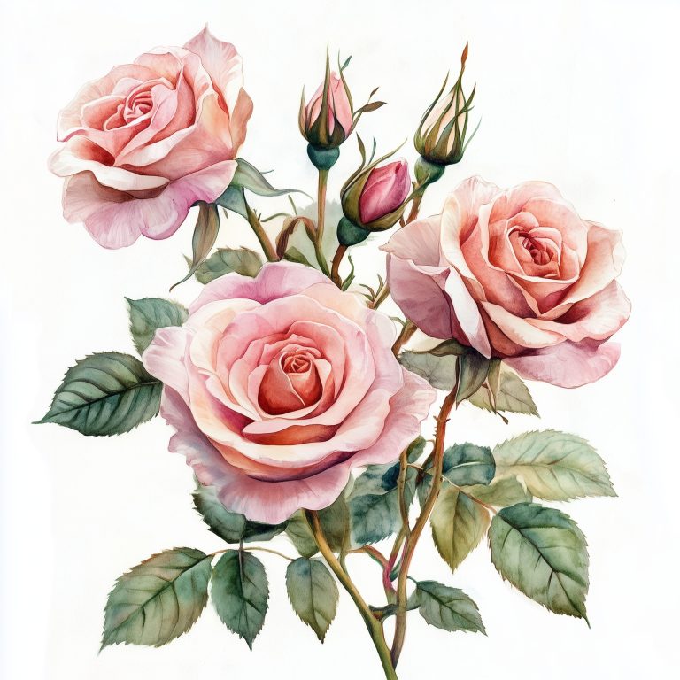 Realistic Watercolor Roses