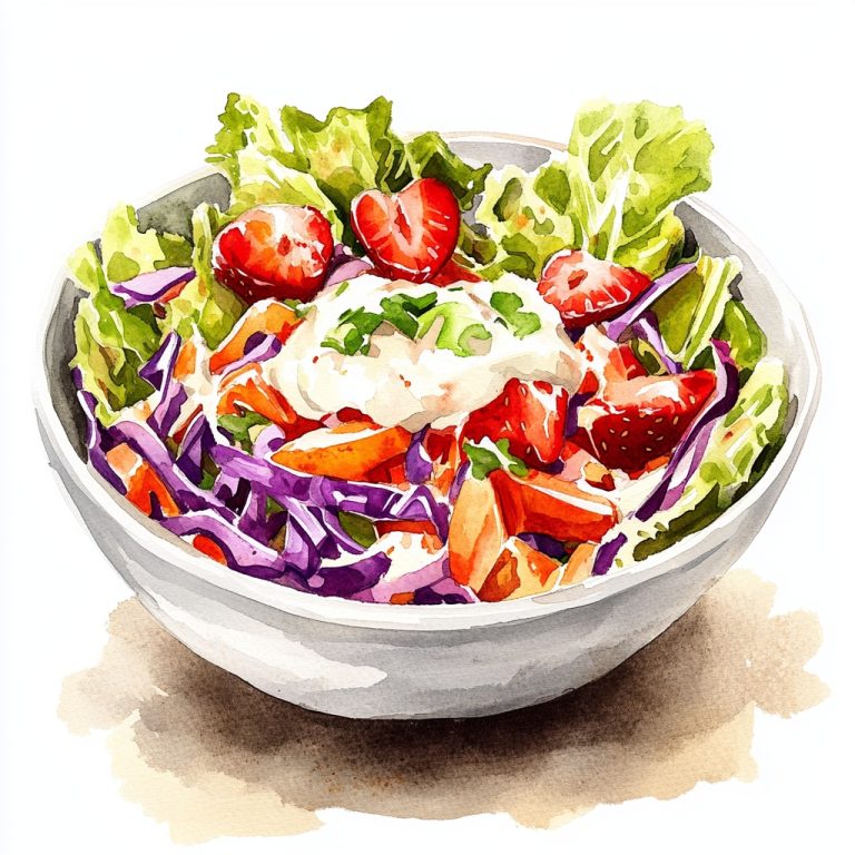 Realistic Watercolor Salad Bowl