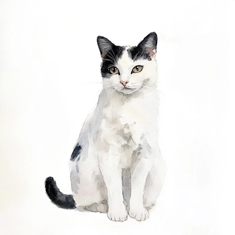 Realistic Watercolour Cat Portrait