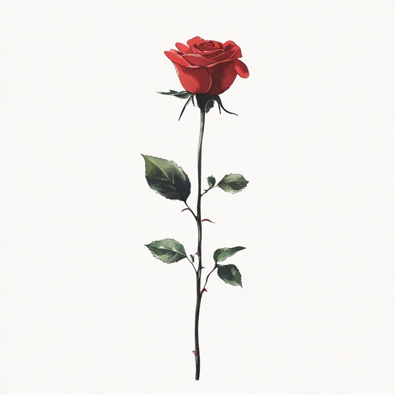 Red Rose Illustration Minimalism