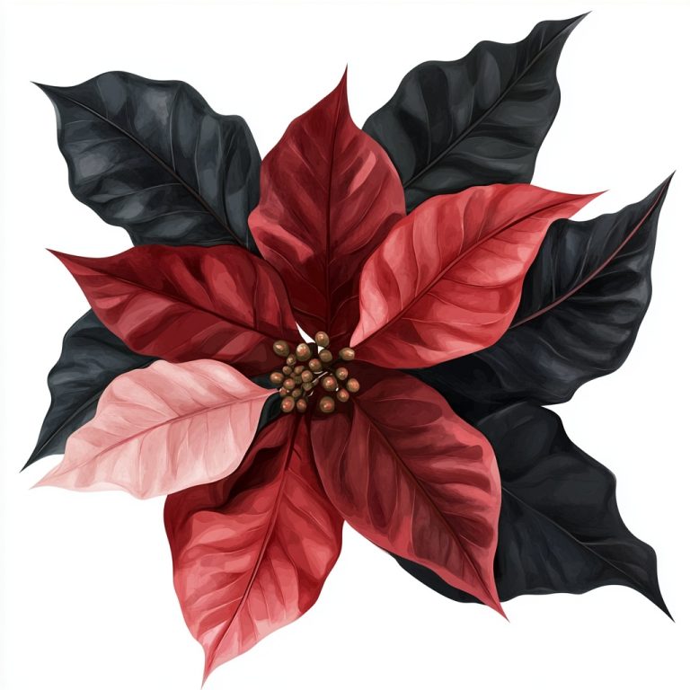 Red and Black Poinsettia Illustration