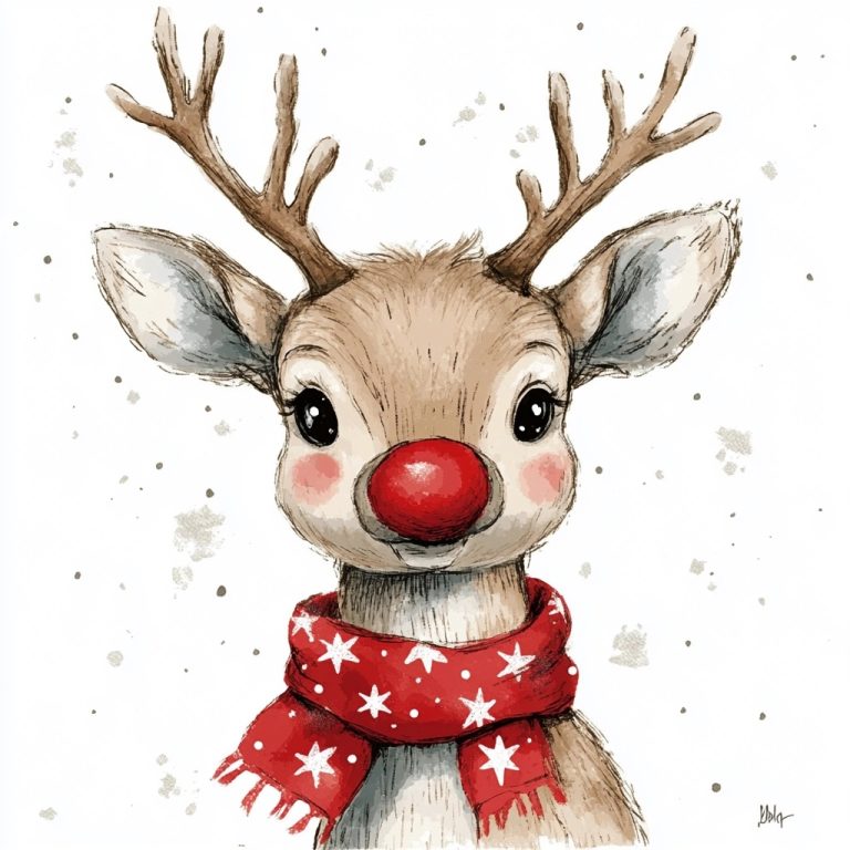 Reindeer Clipart with Scarf