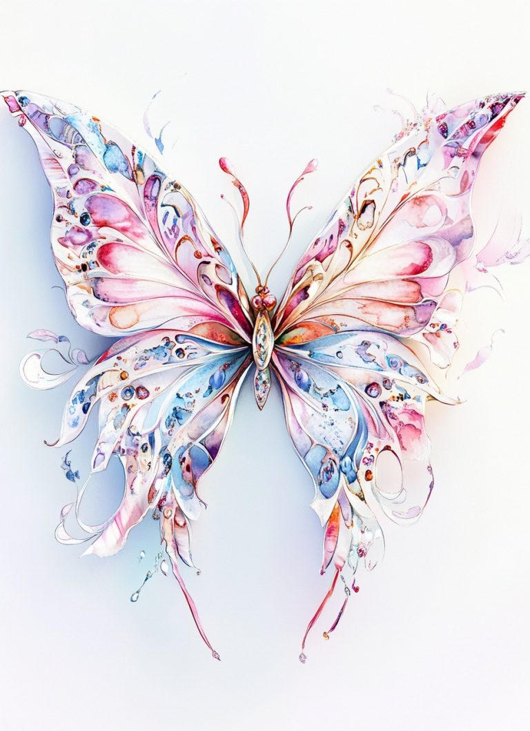 Retro Butterfly Watercolor Design