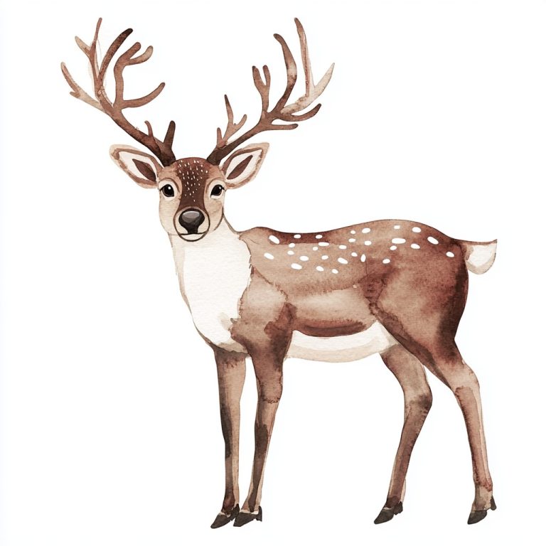 Retro Watercolor Reindeer